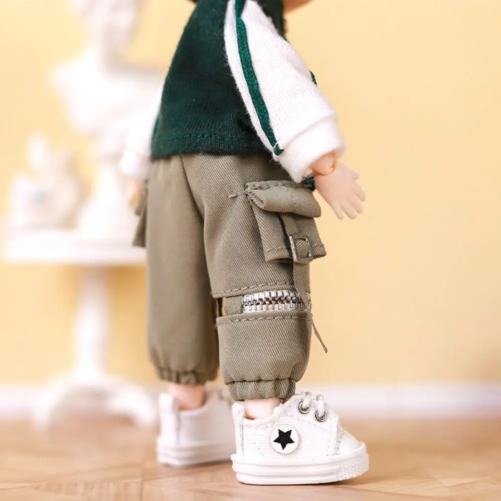 with Pocket OB11 Chain Cargo Pants Elastic Waist High Quality Doll Trousers Fashion Handsome 1/12 Zipper Pants