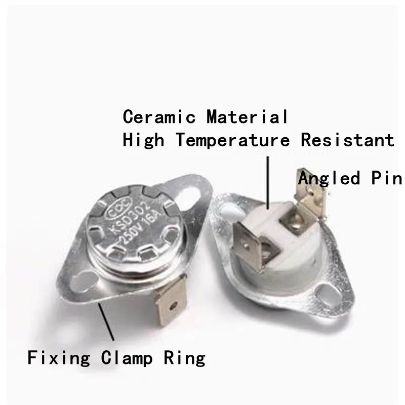 10PCS KSD9700 Ceramic Perforated Temperature Control Switch 40℃-50℃~150℃ NC Normally Closed 10A 250V Thermostat