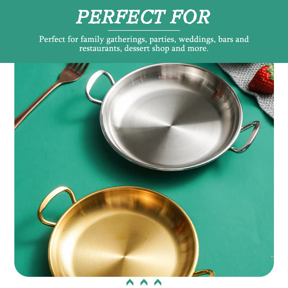

Stainless Steel Seafood Pan Double Handle Plate Smooth Surface Easy Clean Kitchen Utensil Snack Tray Food Dish Multipurpose