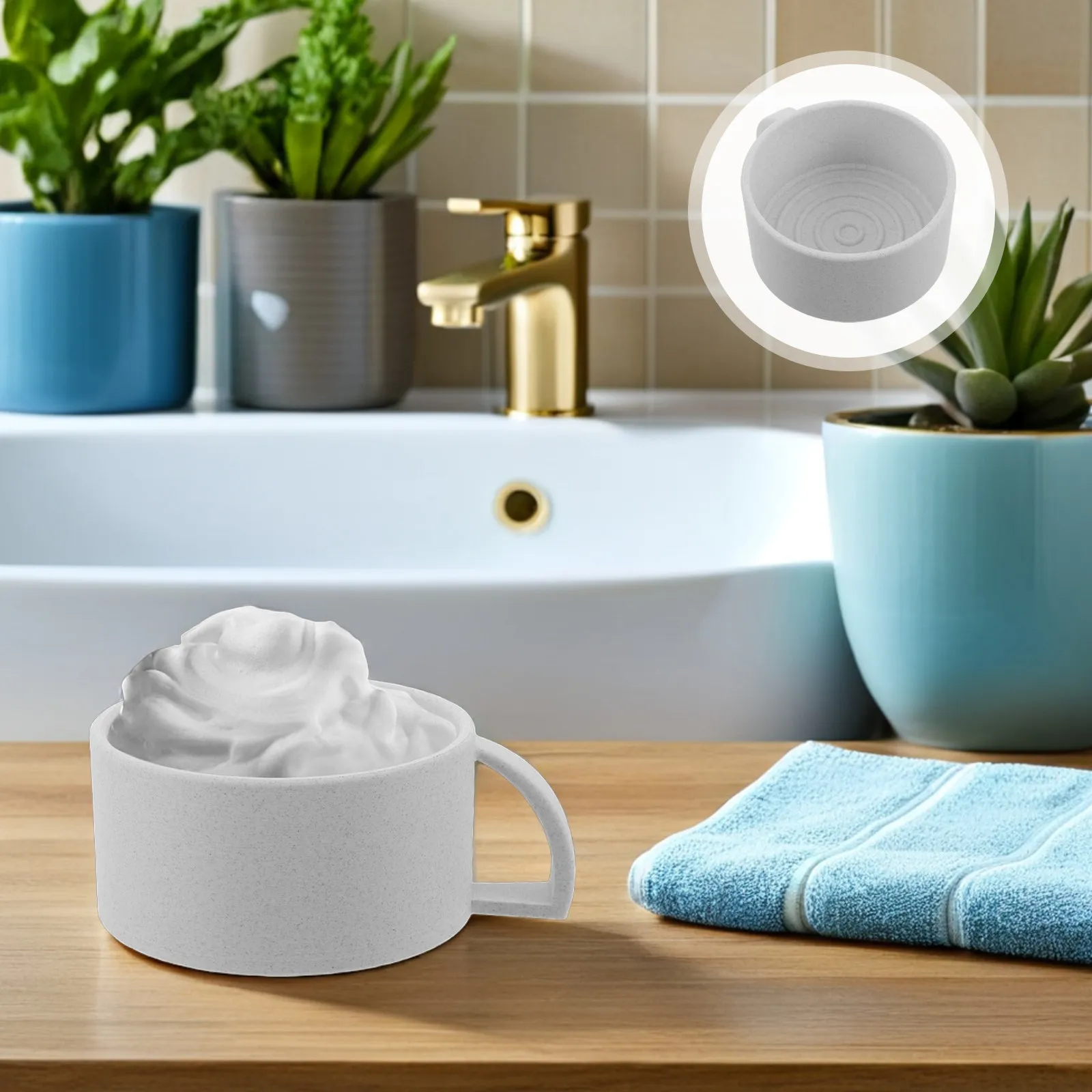 Shaving Bowl Wide Mouth White Lather Mug for Shave Soap Wet Shaving Beard Care Barber Grooming Tool