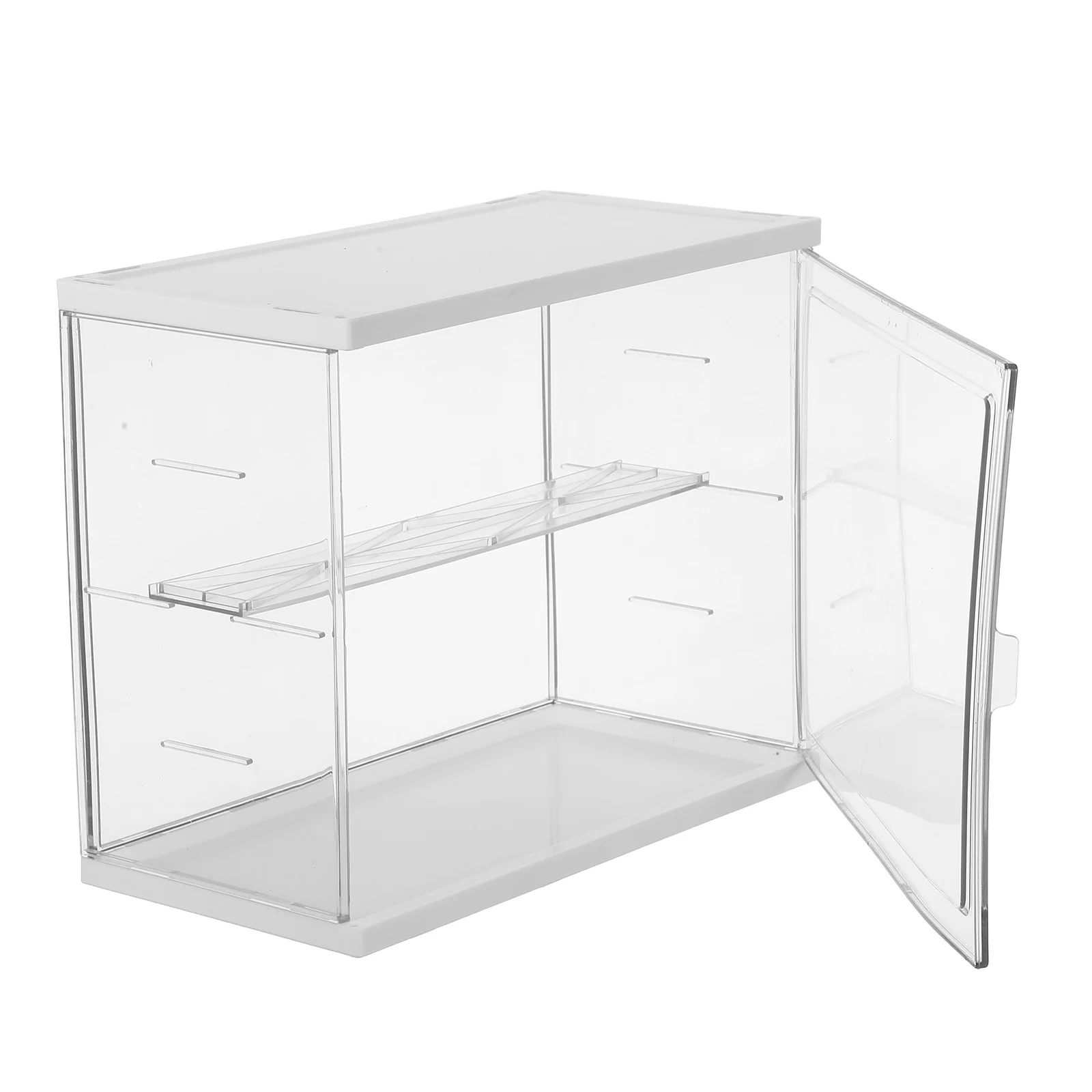 

Clear Acrylic Stackable 2-Tier Adjustable Small Figures Display Case Protective Dustproof Storage Box for Collectors Display