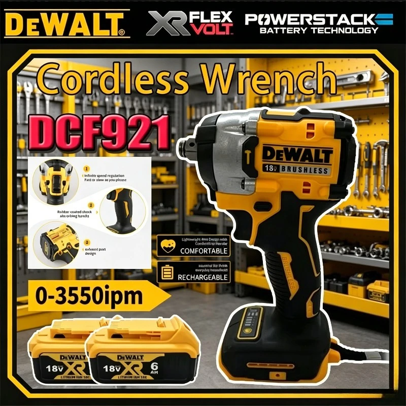 

Аккумуляторный ударный гайковерт Dewalt Atomic Maximum DCF921 1/2 дюйма с регулируемой скоростью, зарядка от аккумулятора Dewalt