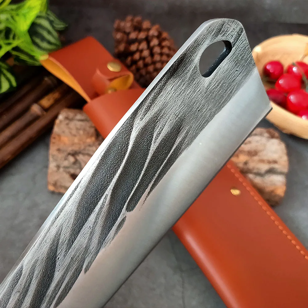 Forged High-carbon Clad Steel Knife Hard Blade Chopper Cattle Big Bone Cooking Utility Handmade Knife Meat And Poultry Tools