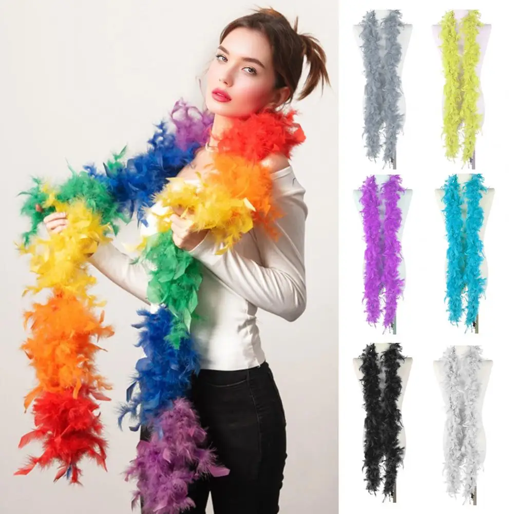 200cm Feather Scarf Party Sequin Foil 2 Meters Long Adult Size Scarf Boas Parties Celebrations Stage Performances Fluffy Scarf