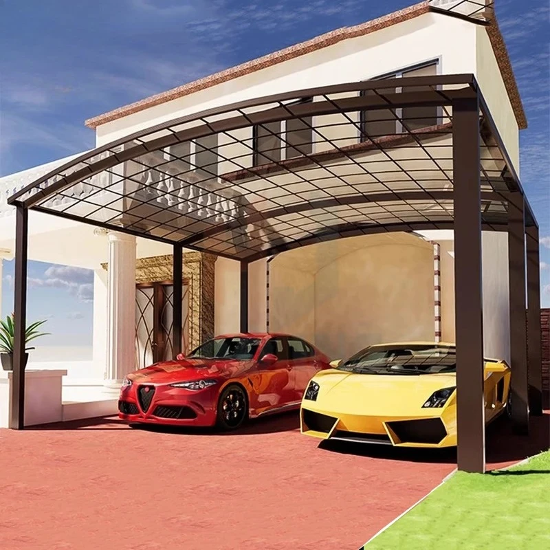 Aluminum Gazebo Carport 2-car Grey 6x6 12x6 Outdoor Metal Canopy Polycarbonate Shed  Garages Voiture Parking Car Port