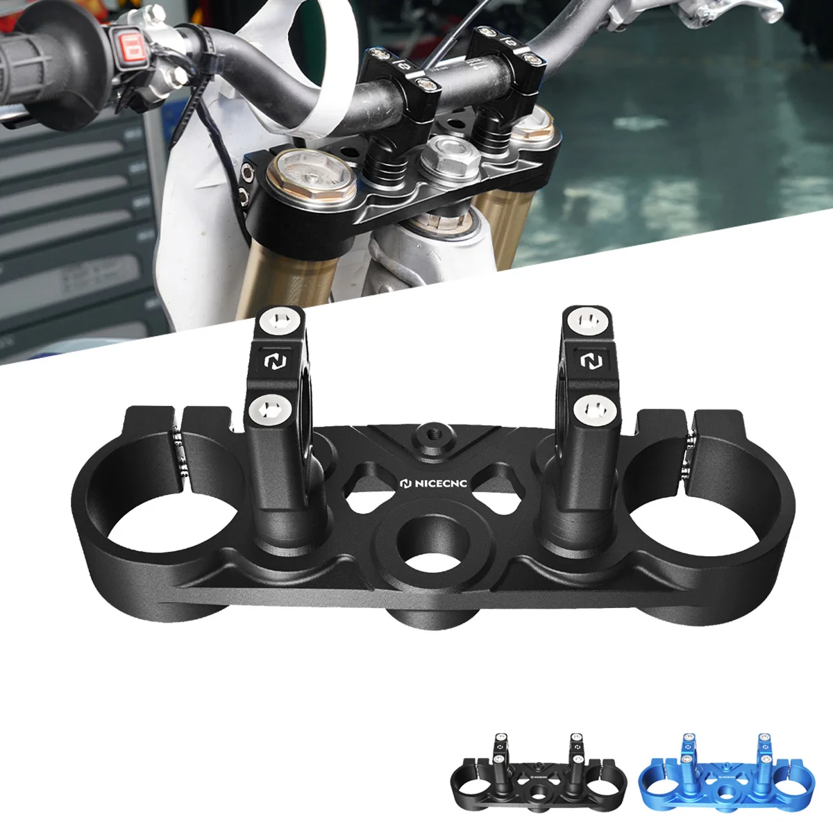 CNC For Yamaha YZ 125 250 125X 250X 2018-2023 2022 2021 Motorcycle Front Forks Upper Triple Tree Handlebar Riser Clamps Adjustor