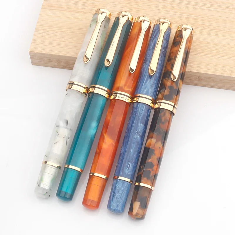 Imagem -06 - Smooth Acrylic Piston Fountain Pen Conjunto para Estudantes Gift Box Pen Soft Escola Escrita Tinta Novo No.6 35 Admok-m800