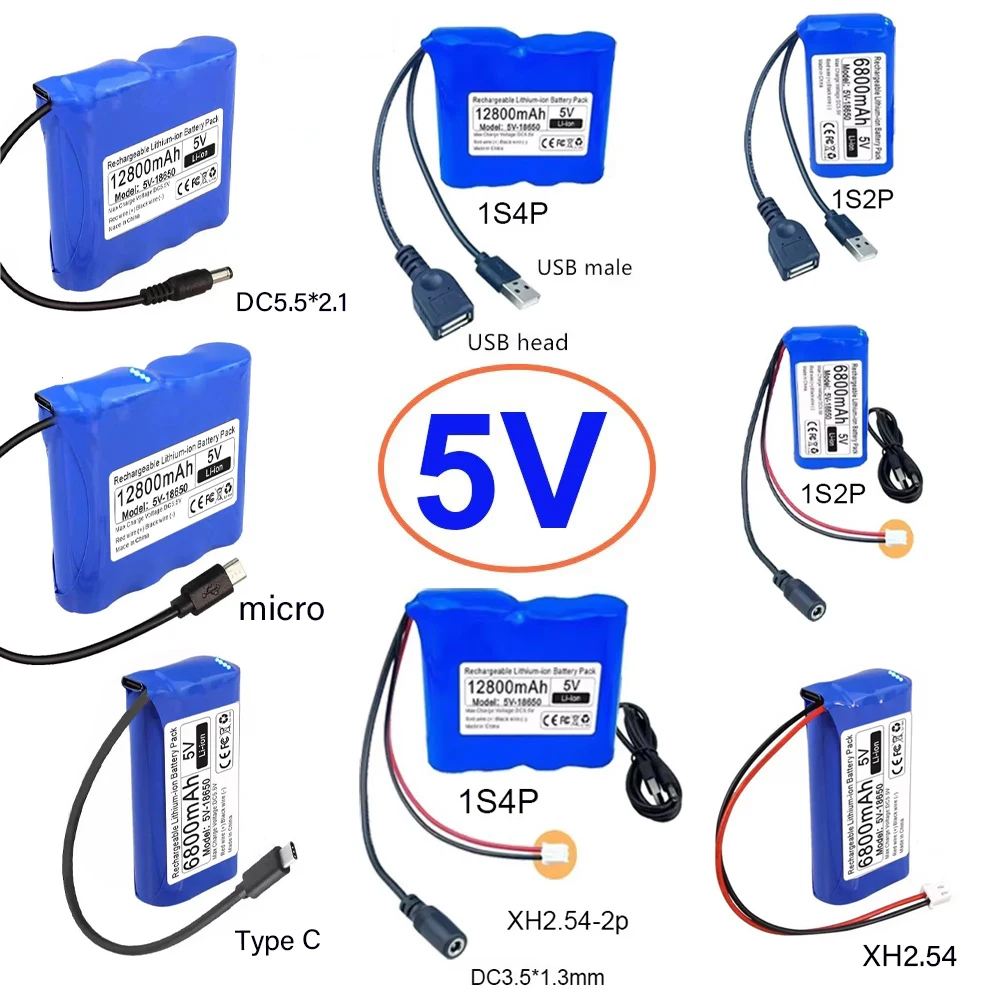 

5V 18650 Lithium Battery for Microcontroller LED Outdoor Light Bluetooth Speaker Audio Backup Power Supply