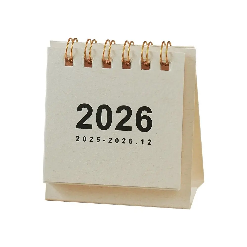 Month Date Display 2026 Mini Desk Calendar Coil Binding Date Planner Horse Year Calendar Simple Solid Color