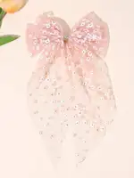 Patriotic Star Print Mesh Hair Bow Clip Red White Blue Festival Accessory - Image 6