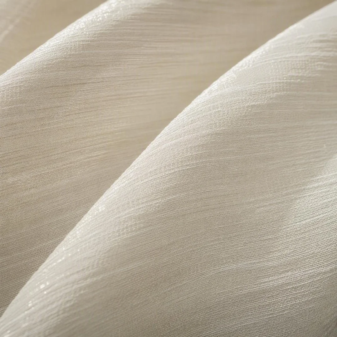 Silver Shimmer Textured Curtain Cream White Wave Jacquard Window Curtain for Living Room Bedroom Home Decor