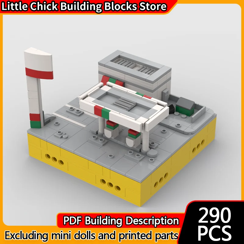 

City Street View Model MOC Building Bricks Micro Service Station Modular Technology Children Holiday Gifts Assemble Toys Suit