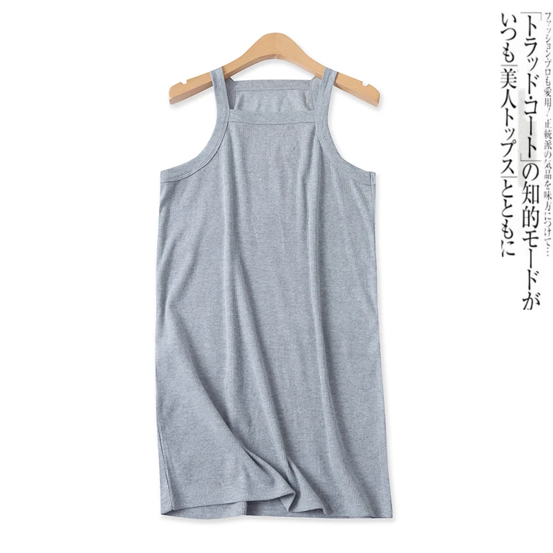 Summer New Style Women's Sleeveless Vest Skirt Pure Color Slim Fit Overhead Large Size Short Skirt Thread Design Casual Dress