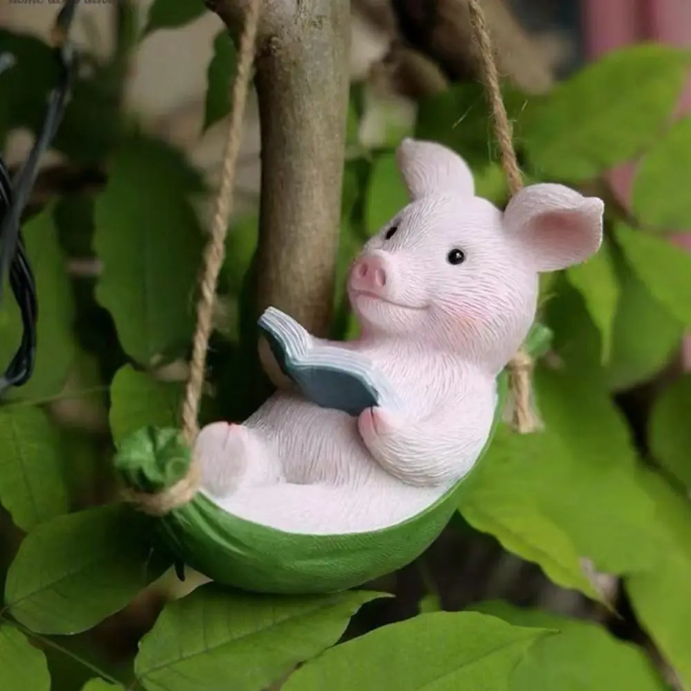 Resin Rabbit Swinging Garden Decoration Waterproof Pendant Rabbit Swing Miniature Figures Hand Made Statue