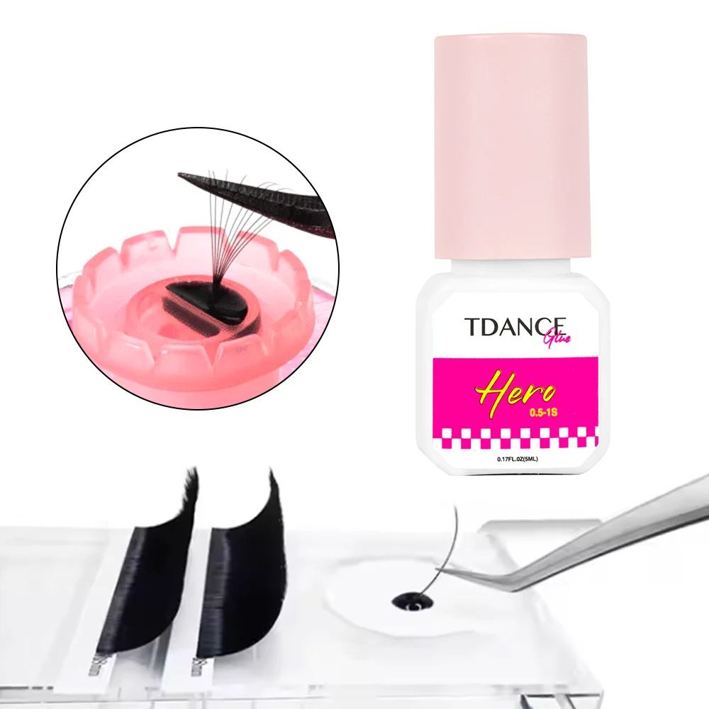TDANCE 0.5-1秒速乾 ヘローアイラッシュエクステンション グルー 5ml アップグレードパッケージ 長持ち 7-8週間持続 アイラッシュエクステンション用