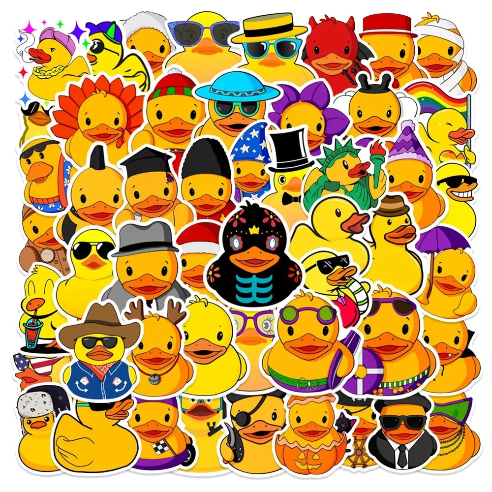 50PCS New INS Little Yellow Duck Sticker Cartoon Creative Anime Computer Desk Luggage Car  Decoration Waterproof 