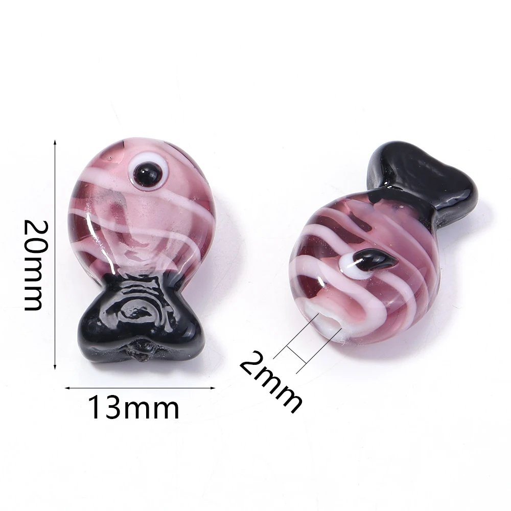 2pcs Cute Colorful Stripe Lampwork Glass Beads