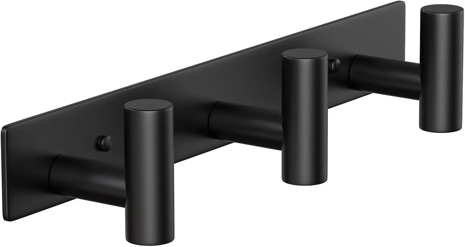

Wall Mounted Coat Rack-3 Hooks, Heavy Duty Stainless Steel Wall Hooks for Towel Coat Bag, Hat Rack Coat Hanger Coat Hooks Towel Racks for Bathroom Entryway Kitchen Hotel Office (Black, 1 Pack)