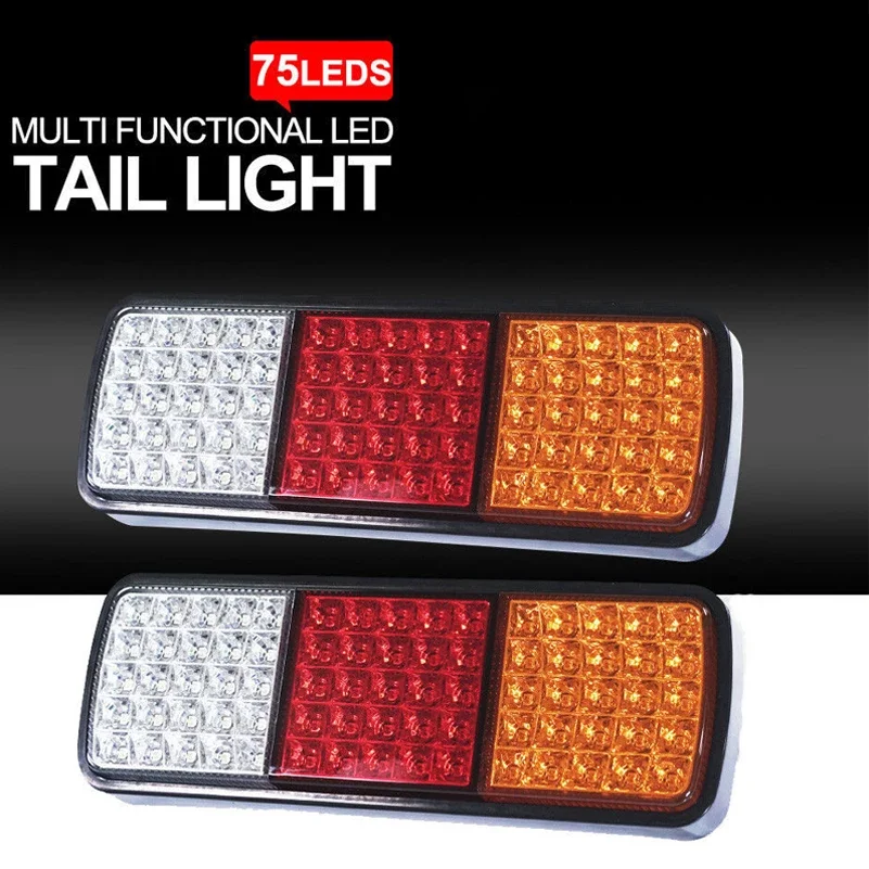 

2X водонепроницаемый 12 В 75 светодиодный задний фонарь для прицепа, грузовика, задний указатель поворота, стоп-сигнал, фонарь заднего хода, индикаторная лампа, караван, трактор