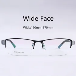 160mm Vintage Half Rim Reading Glasses Men Big Width Face Eyeglasses Frame Optical Myopia Prescription Glasses Man Black Eyewear
