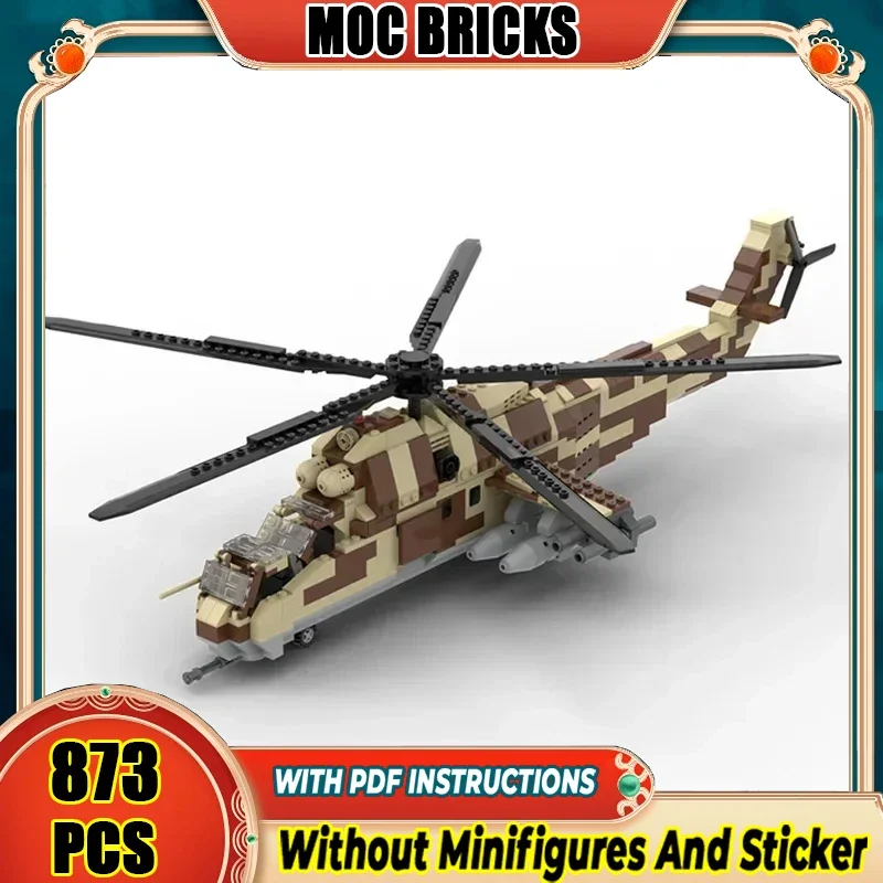 

Moc строительные кирпичи военный Mi-24, вертолет, модель оружия, технология, модульные блоки, игрушка для сбора, набор «сделай сам», сборка, подарки