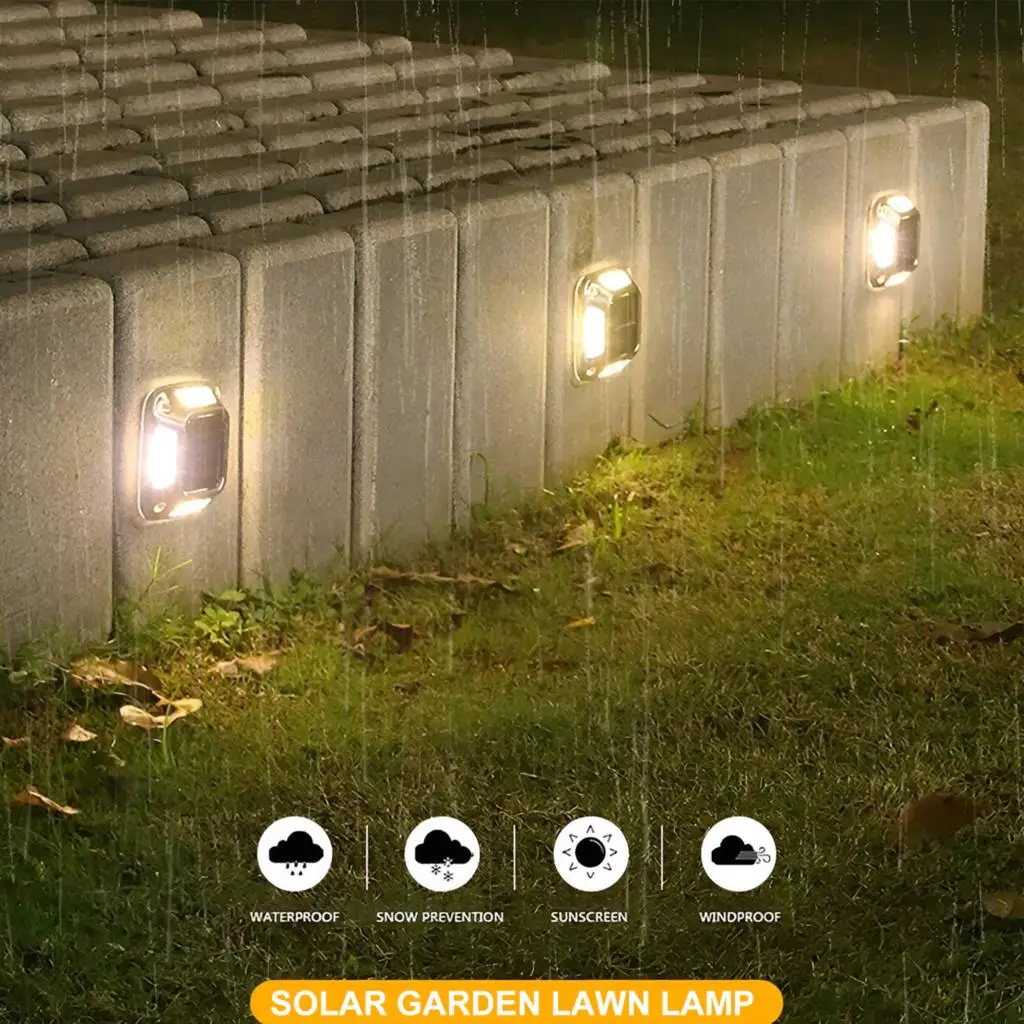 4PCS Outdoor Solar Powered Ground Light Waterproof Garden Path Deck Lights Yard Driveway Lawn Garden Decoration Solar Lamp