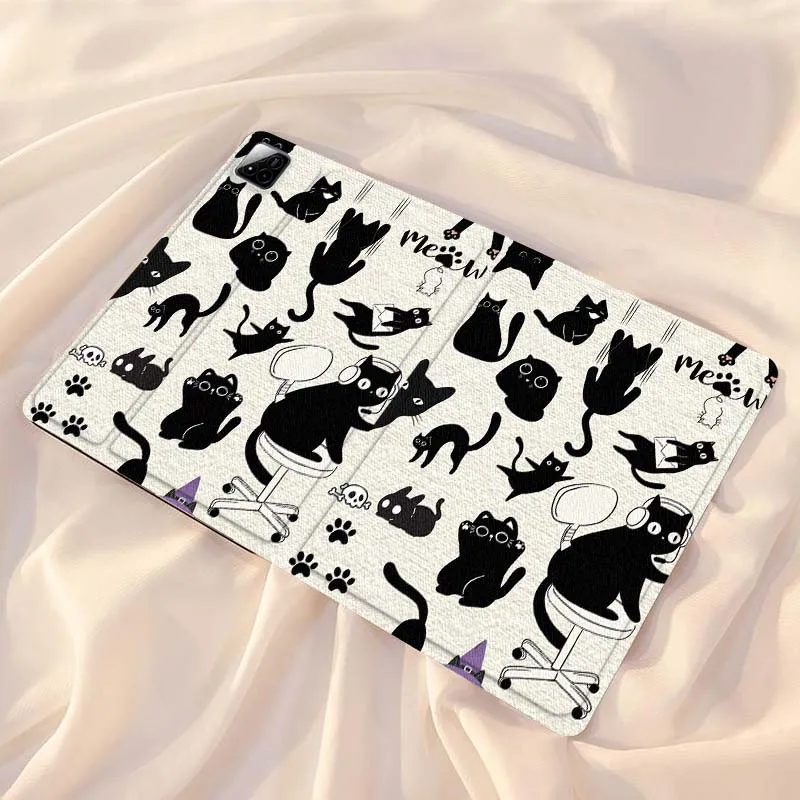

Cartoon Black Cat Pattern For Xiaomi Redmi Mi Pad 4 5 6 7 8 K SE Mini Pro Plus Max 10.1 11.2 inch Tablet Case