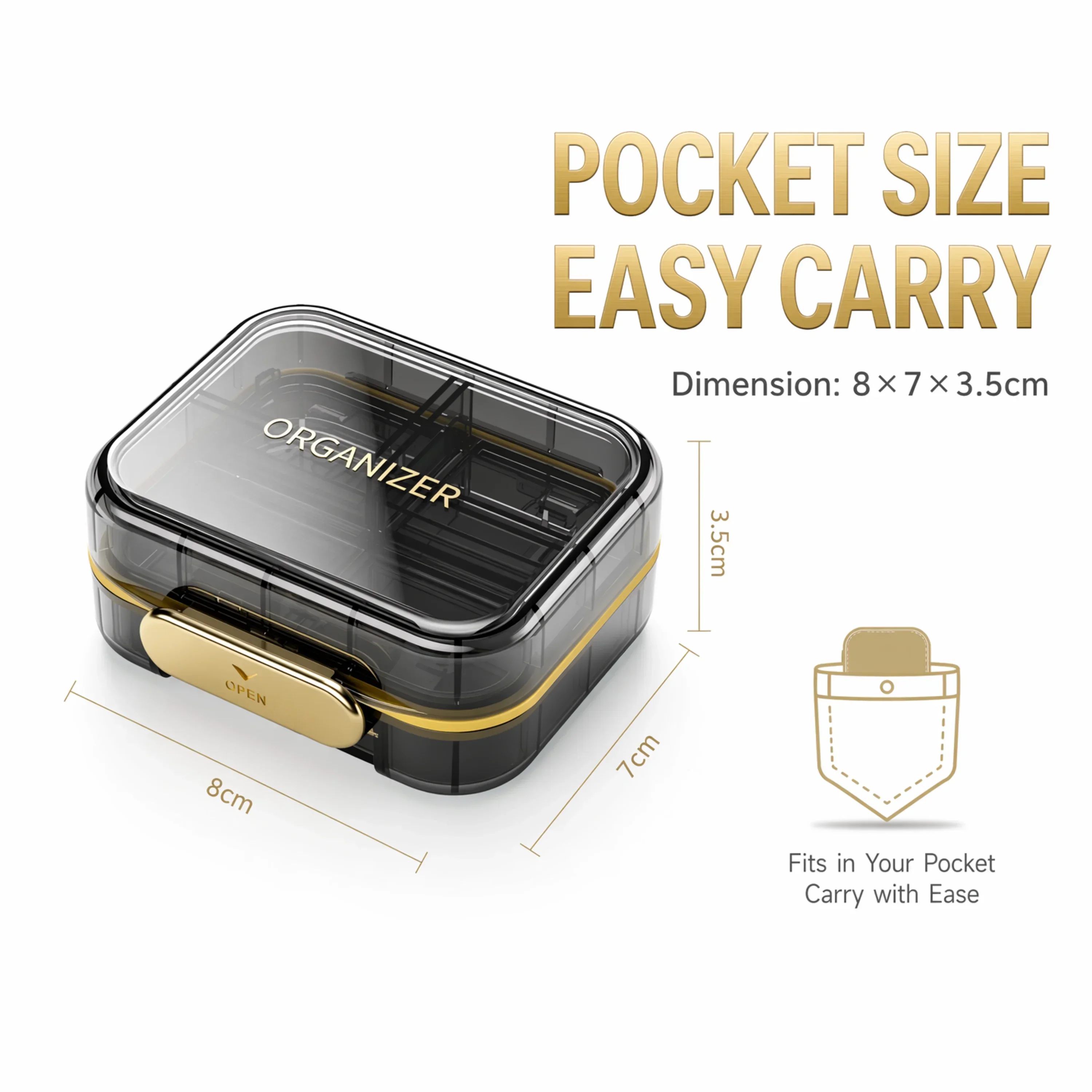 4 Grids Cross Compartment Pill Box Transparent Mini Plastic Pill Case Portable Pocket Medicine Organizer for Home Outdoor Travel
