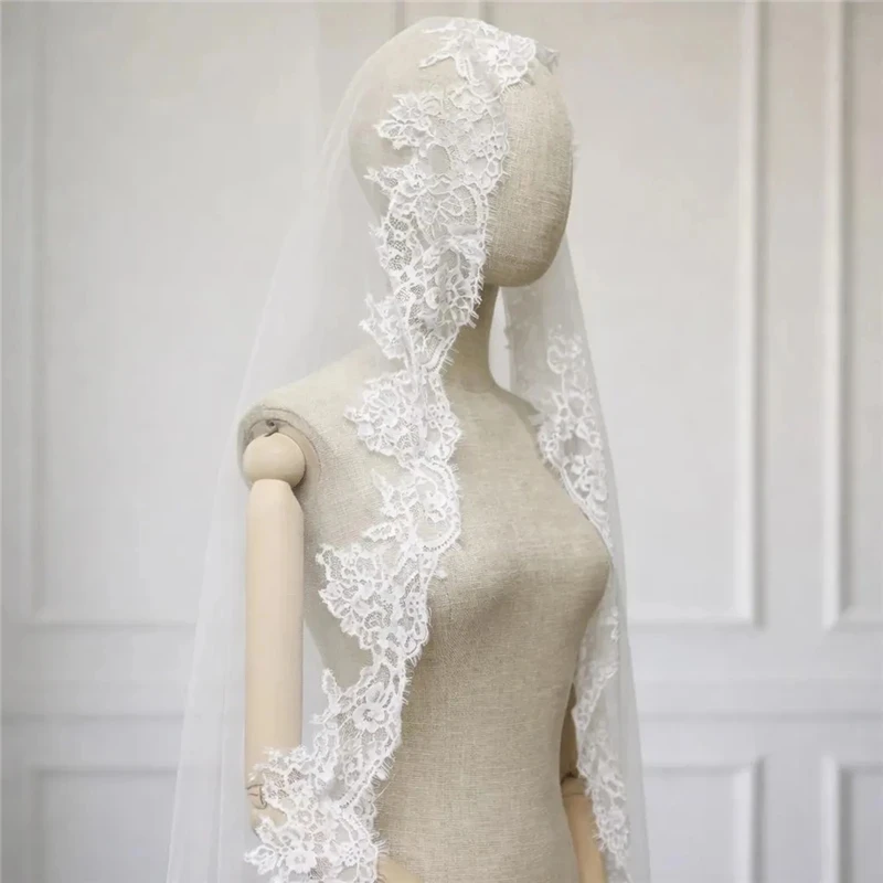 

Customized 1 Tier Mantilla Full Lace Veil Bridal Veils with Hidden Comb Cathedral Long Wedding Veil Wedding Accessories