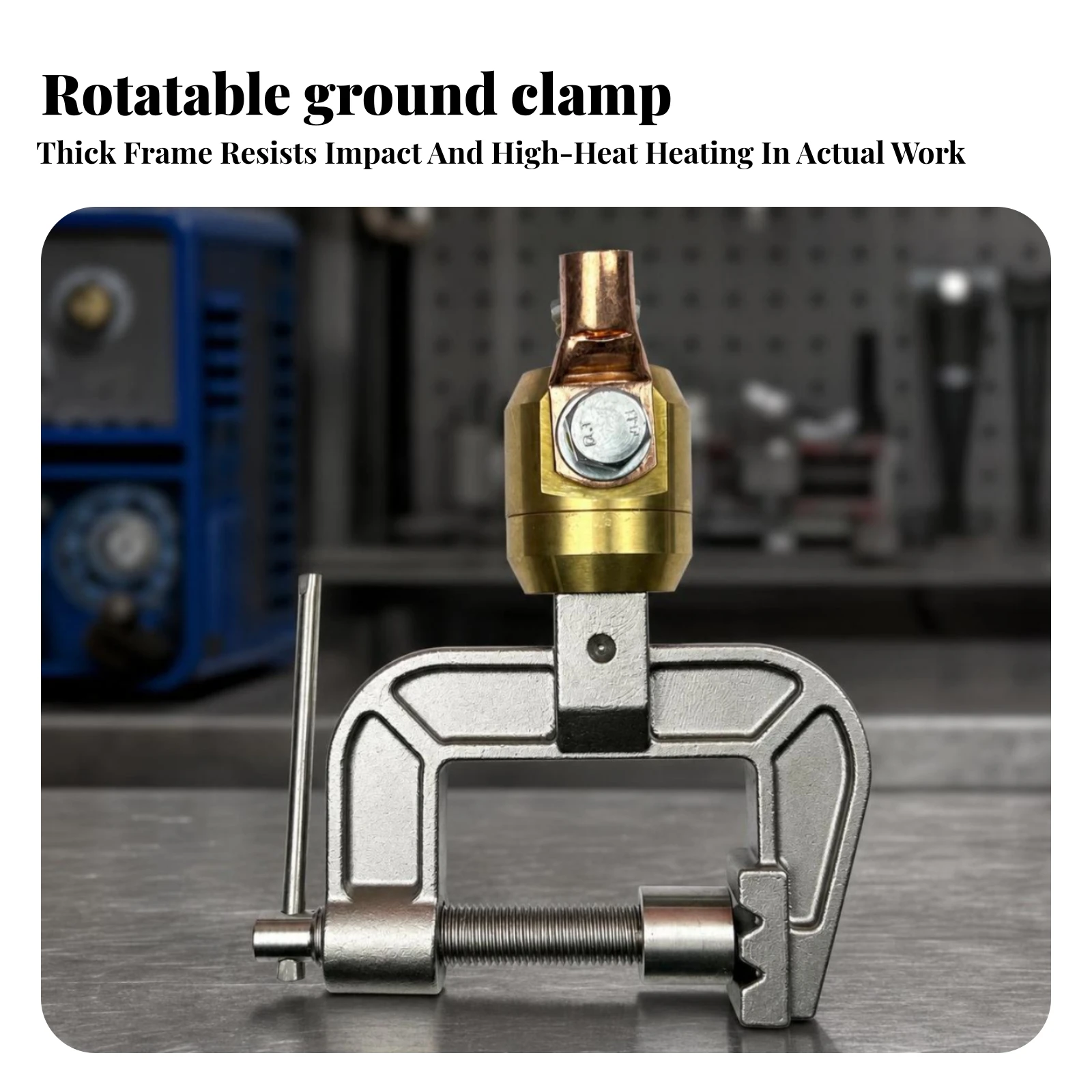 Fabrication Grounding Clamp with Rotating Joint Screw-Tightening Ground Clamp with Rotating Mechanism Heavy-Duty Secure