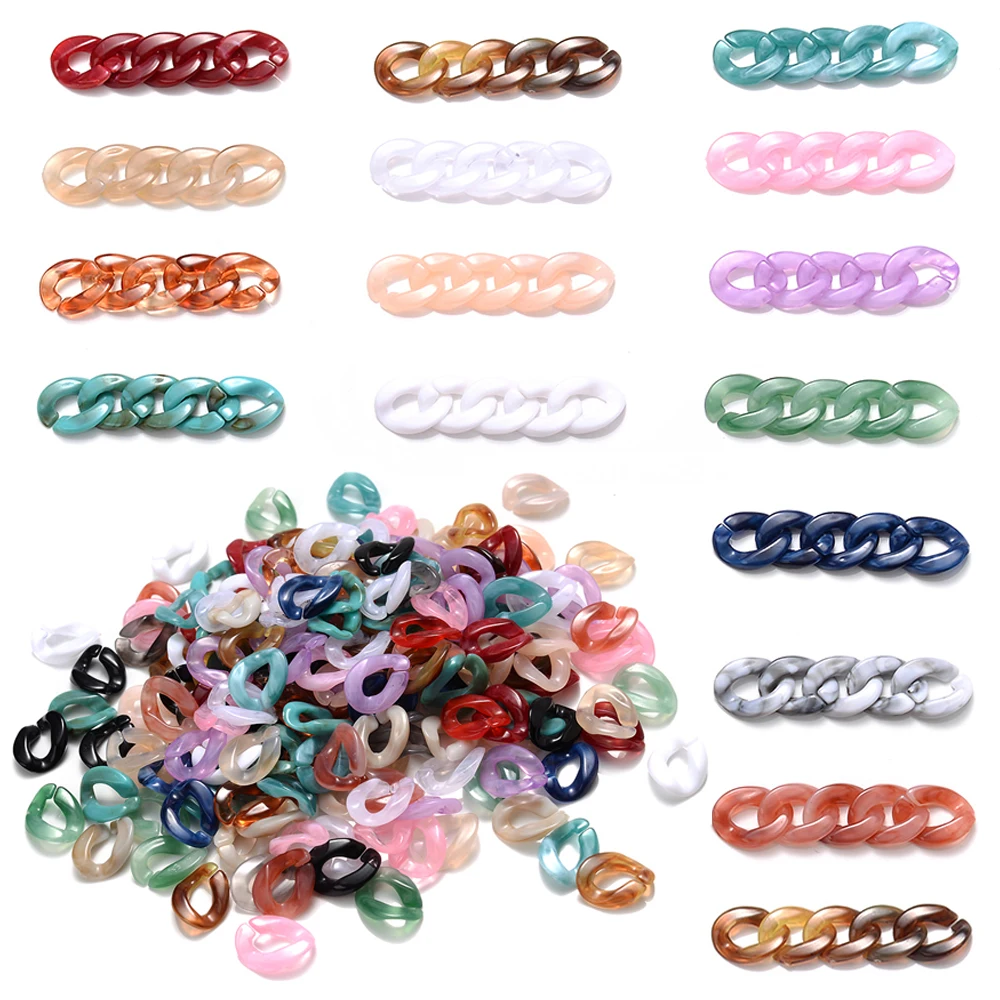 100 Stück 14x10mm Acryl-Mischfarben-Drehketten-Perlen, Kettenzubehör für die Schmuckherstellung, DIY-Armbänder, Halsketten – Detail 1