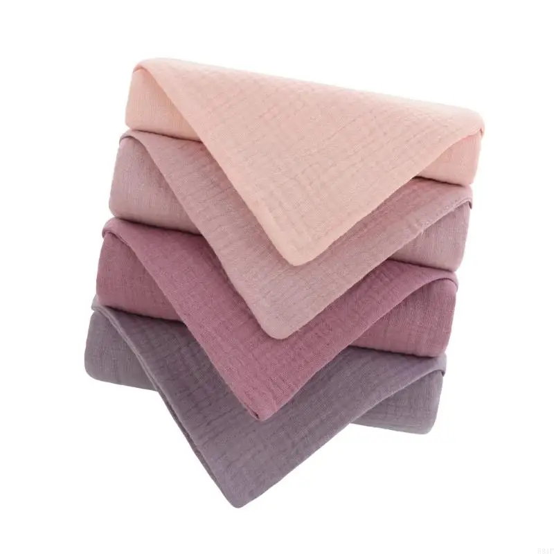 

581F 4Pcs Breathable Cotton Baby Washcloths For Infant Face And Body Care Highly Absorbent Burp Cloth Skin Friendly Fabric