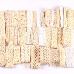 5yard Beige Handmade Lace Trim Patchwork Ribbon DIY Garment Sewing headwear Accessories 1-4cm cp3277