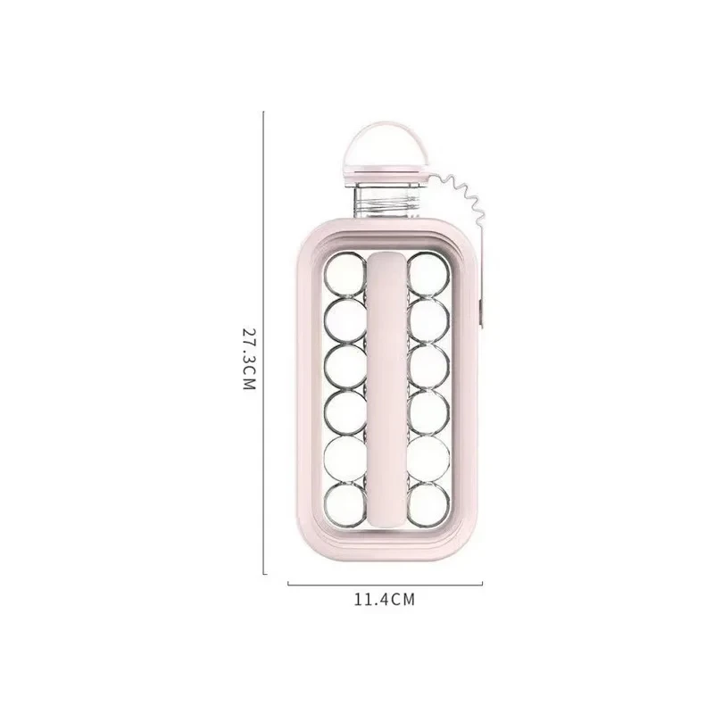 2-in-1 Faltbarer Eisbereiter Wasserflasche Lebensmittelechte Silikon-Eiswürfelform Tragbarer Wasserkocher Eisbox Haushalts-Trinkgefäß – Detail 1