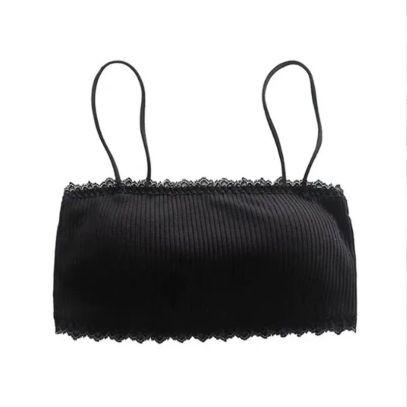 Soutien-gorge tube sans couture en coton pour femme, confortable, avec détails en dentelle, sous-vêtement féminin à bretelles, magnifique débardeur