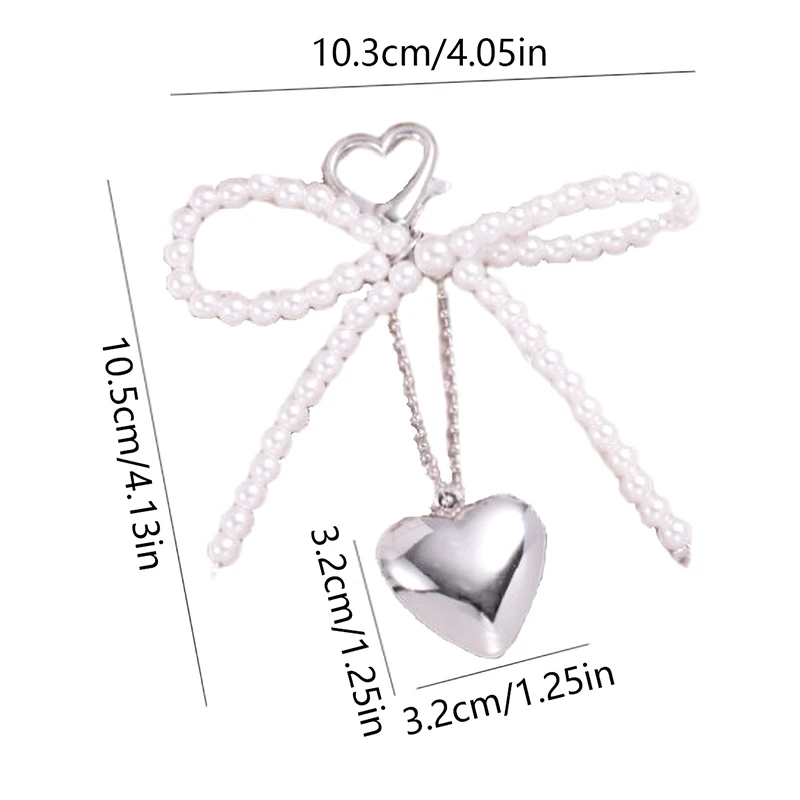 Cute Bow Pearl Mobile Phone Pendant Chain Y2K Heart Shape Pendant With Mobile Phone Accessories Camera Bag Keychain