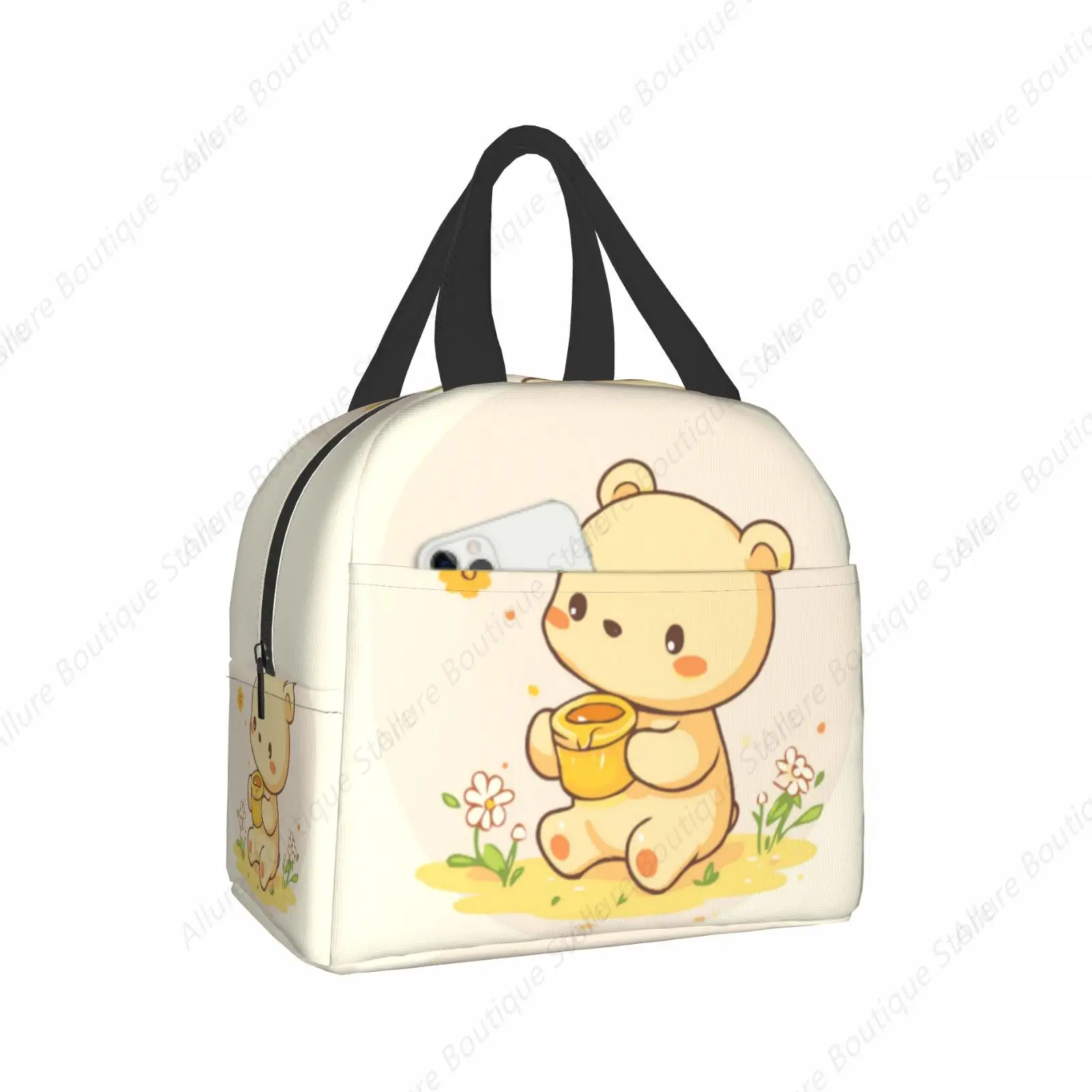 

Сумка для обеда с мультяшным медведем, водонепроницаемая изолированная холщовая сумка-холодильник, термосумка для холодной еды, пикника, путешествий, сумка для женщин и детей