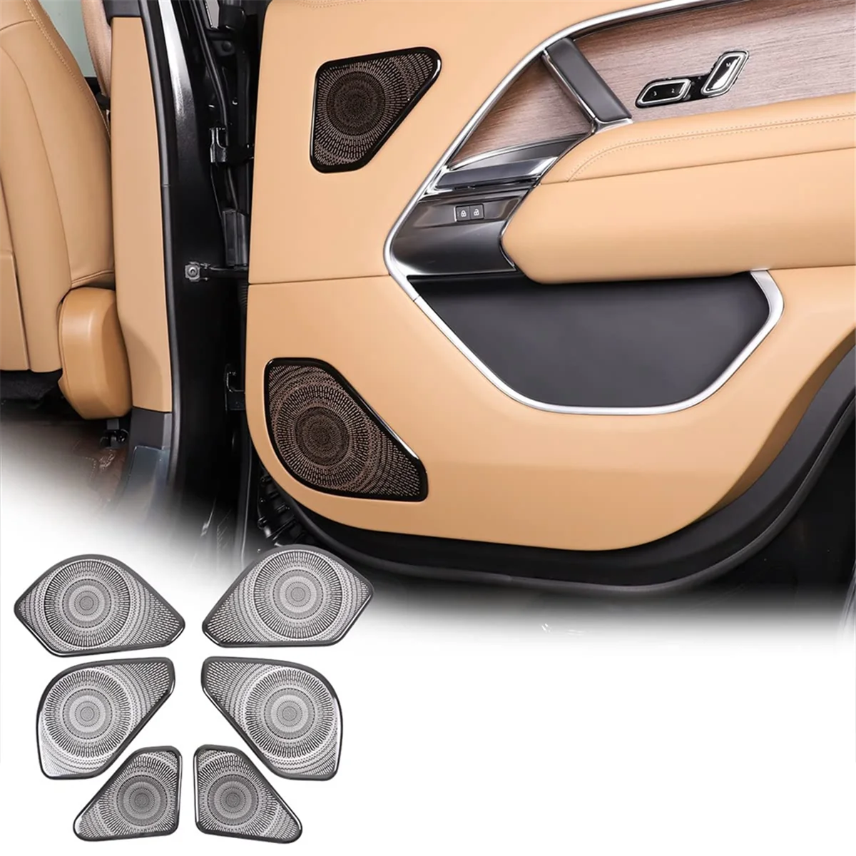 For Land Range L460 2023 Door Speaker Cover Decoration Sticker Door Stereo Speaker Cover, Black