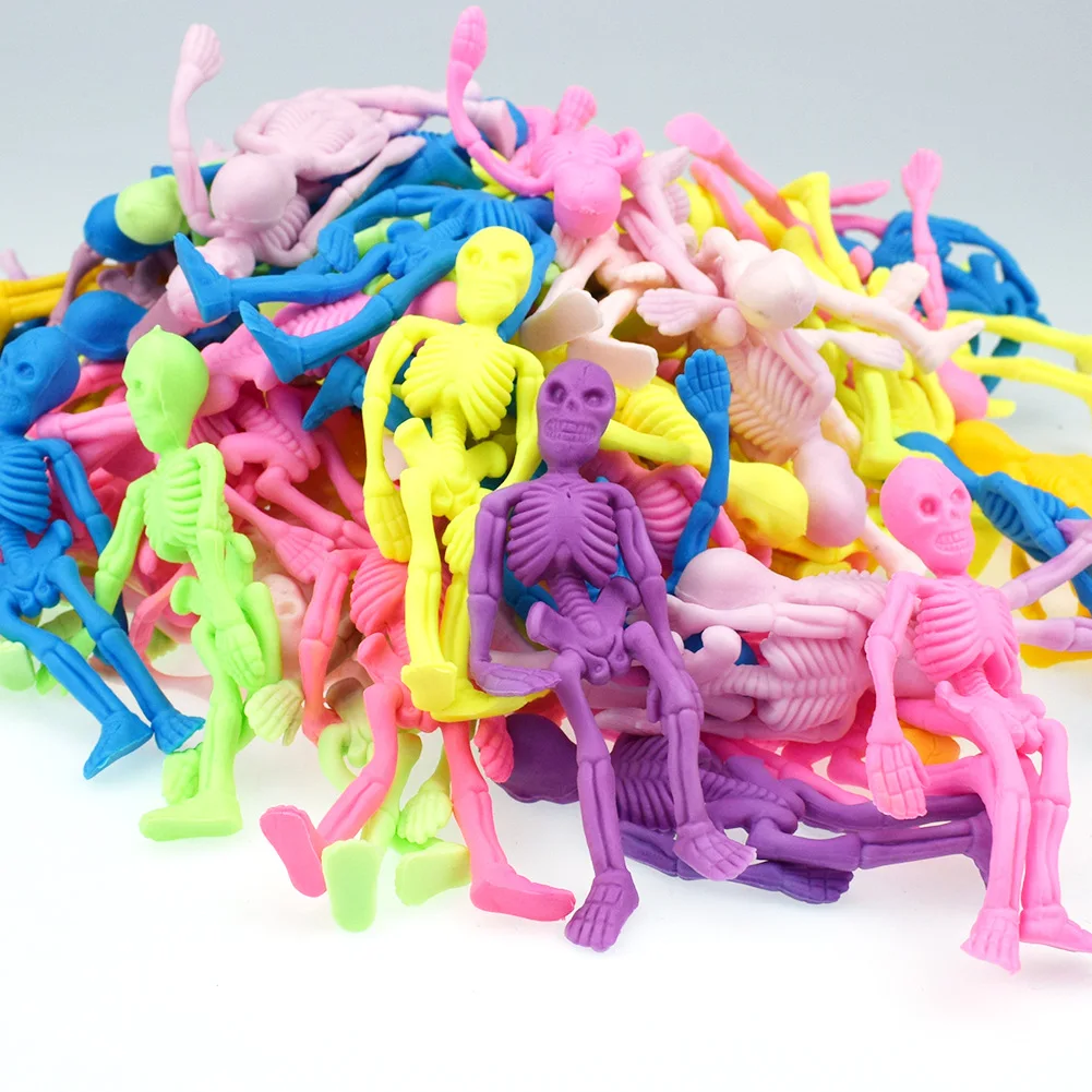 

6Pcs/Lot TPR Bulk Funny Small Skeleton Zombie Model Doll Toys Children Party Halloween Toys Christmas Birthday Gifts