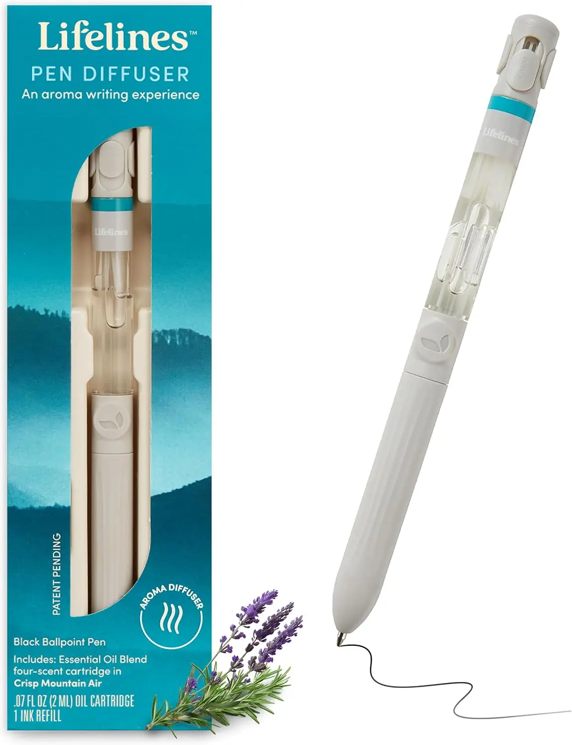 

Aromatherapy Pen Diffuser with Essential Oil Blends, Scented Ballpoint Pen for Calm Focus Energy Joy, Crisp Mountain Air