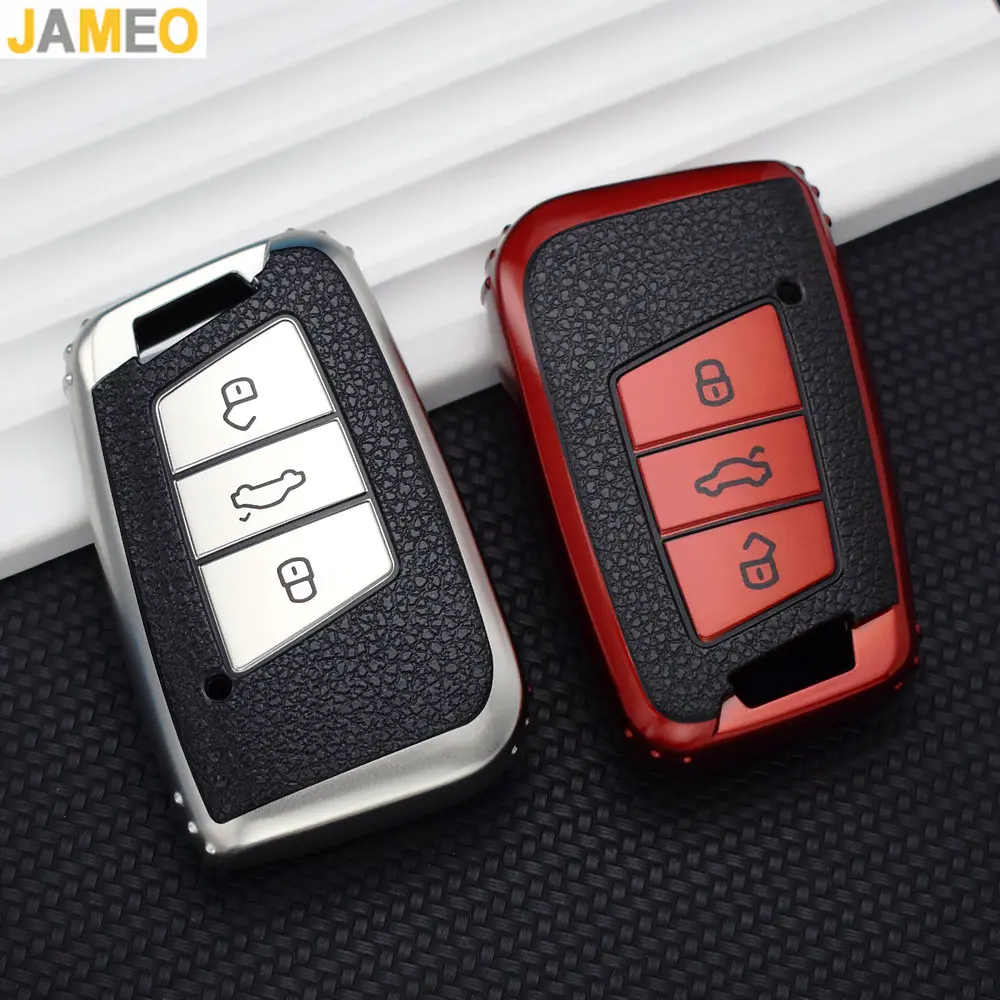 TPU Leather Car Key Cover Case for VW Volkswagen Passat B8 CC Arteon Magotan GTE for Skoda Fabia Superb A7 Kodiaq Keychain