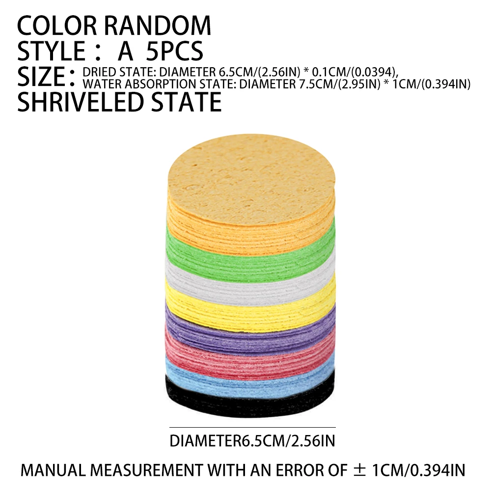 Circular compressed wood pulp cotton kitchen cleaning sponge not easily stained with oil, dishwashing cotton expands when wet