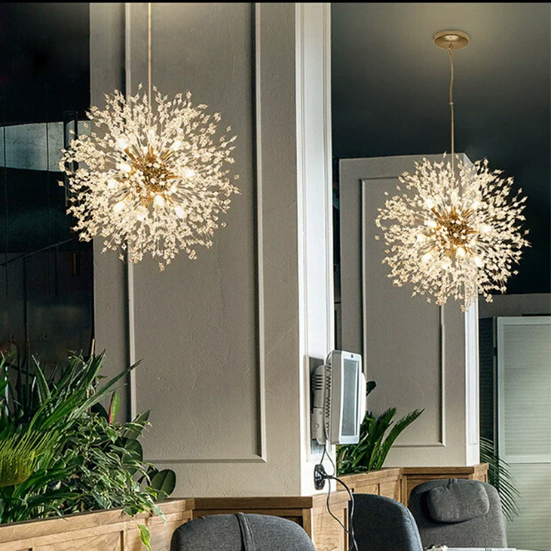 

Современная хрустальная светодиодная люстра с одуванчиком для столовой, подвесной светильник, украшение дома, роскошные подвесные светильники для потолка