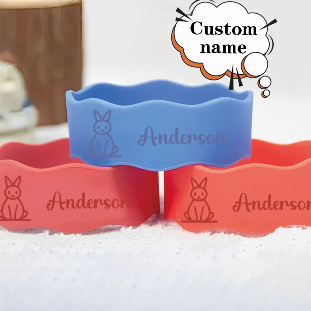1pc Custom Name Stainless Steel Cup Sleeve Sports Water Bottle Band Soft & Flexible Silicone Colorful Options view 5