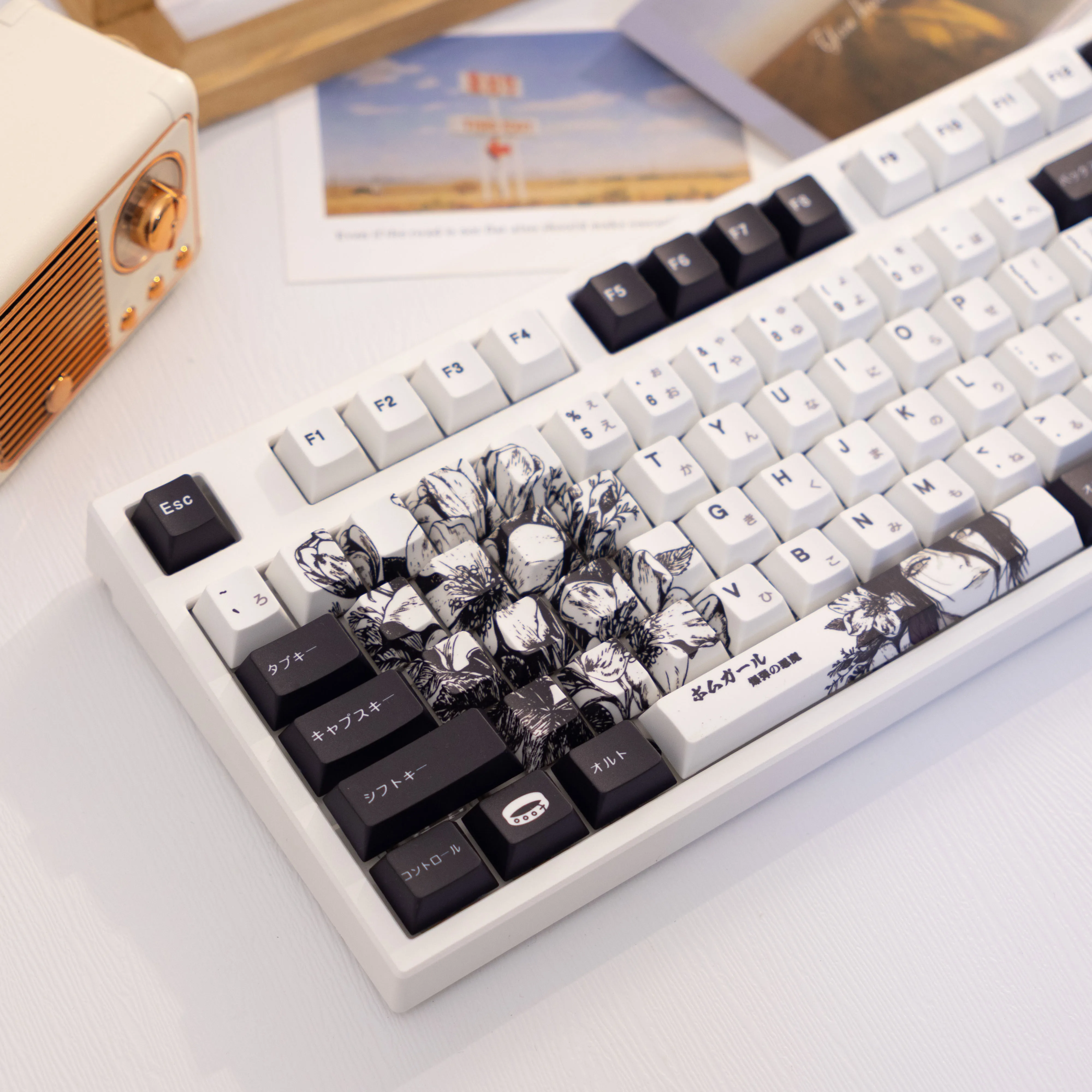 138-key RoseLeisai Keycap  PBT Dye Sublimation Cherry Contour Compatible with MX for  Keyboard Fit 61/64/68/87/96/104/108