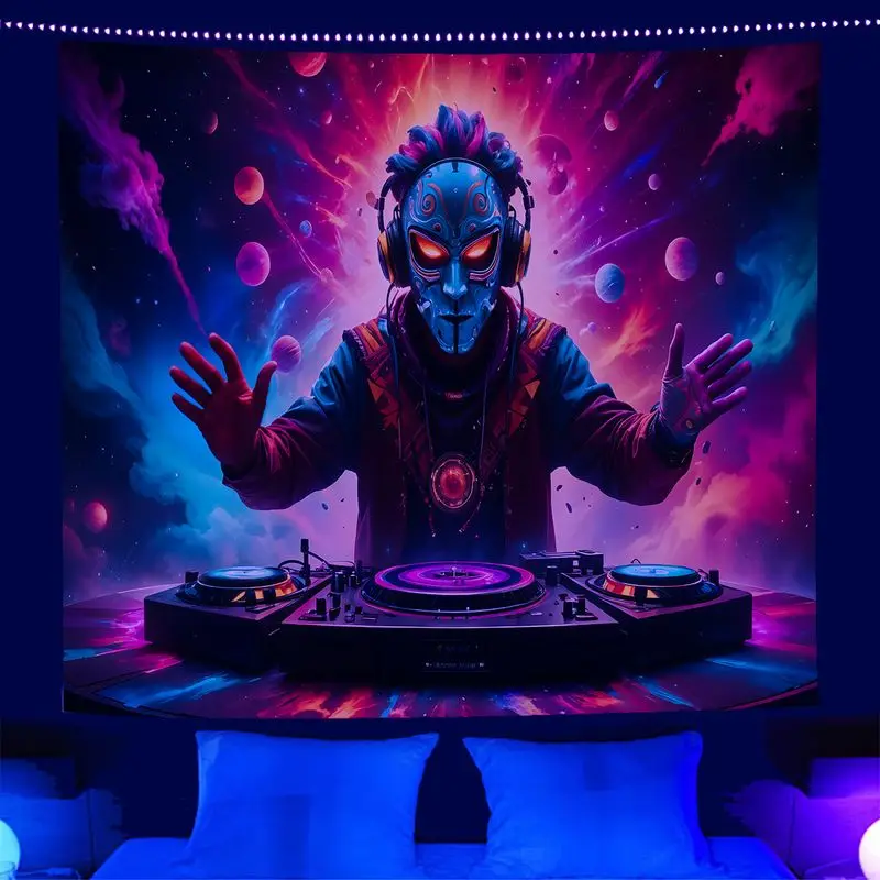 VIKAMA DJ Alien Tapestry, Sci-Fi Wall Art Background Cloth for Futuristic Living Room Decor