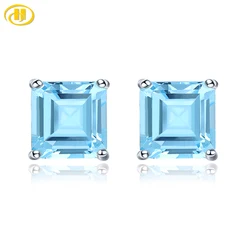 Natural Sky Blue Topaz Sterling Silver Stud Earring 2.8 Carats Genuine Topaz Daily Fine Jewelry Style S925 Gifts for Women