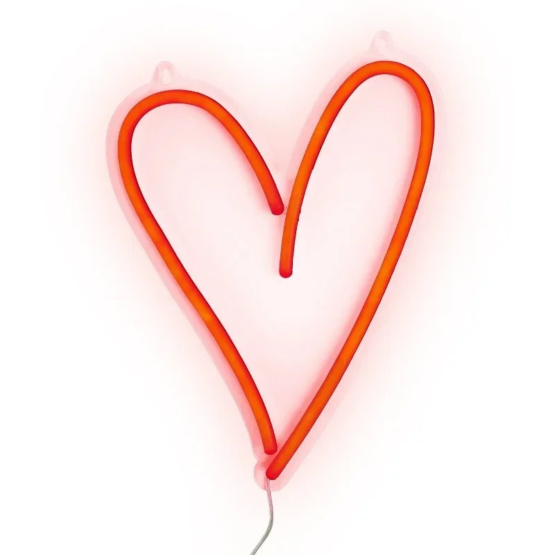 Heart LED Neon Light, Wall Hanging Room Decor Red  Clear Cord With OnOff Switch Unique Rooms