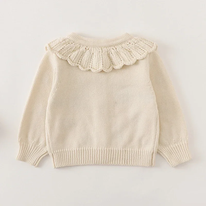 سترة جديدة لخريف 2025 من عمر 0-3 سنوات ملابس أطفال بناتي سترة حياكة بأكمام طويلة مطرزة لحديثي الولادة سترة بناتي #3
