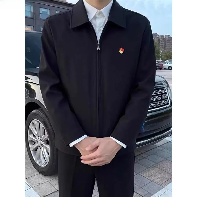 

Young Adstrative Men's Jaet CleanFit Outerwear Spring Autumn Sle Mature Stable M Faion Polyester Fiber Long Sve